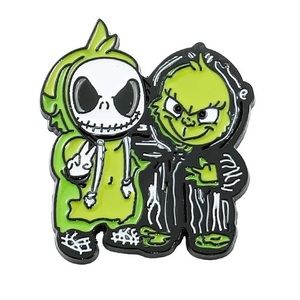 Disney Skull Grinch Enamel Pin Nightmare Before Christmas Dr Seuss Metal Badge